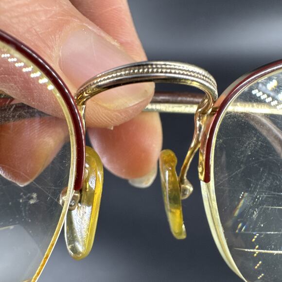 Vintage Half Rim Oversized Gold Tone Metal Frames Glasses Frames Only - Picture 11 of 16